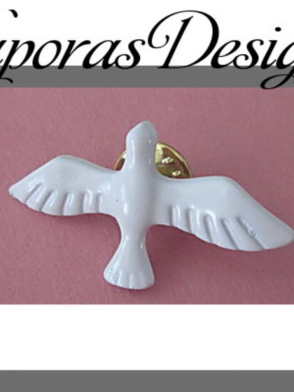 White Dove Design Pin Brooch